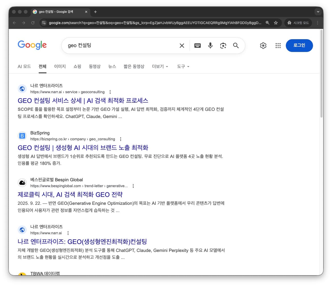Google search results — where SEO surfaces